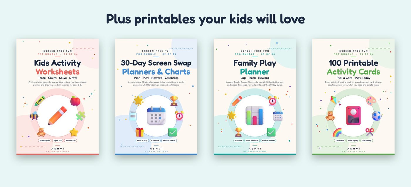 Pro Bundle printables: worksheets, planners, play planner and activity cards